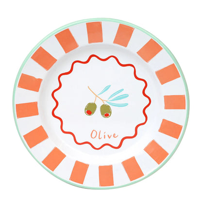 Bon Appetit Olive Enamel Plate | Vintage Inspired Tableware