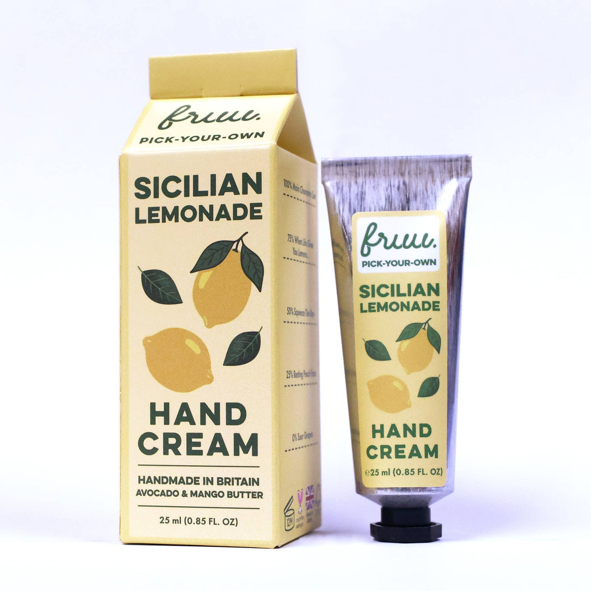 Sicilian Lemonade hand cream packaging with box on a white background