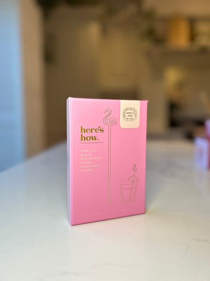 The Lily Flamingo Cocktail Picks – Set of 4 | Gold Barware Accessories