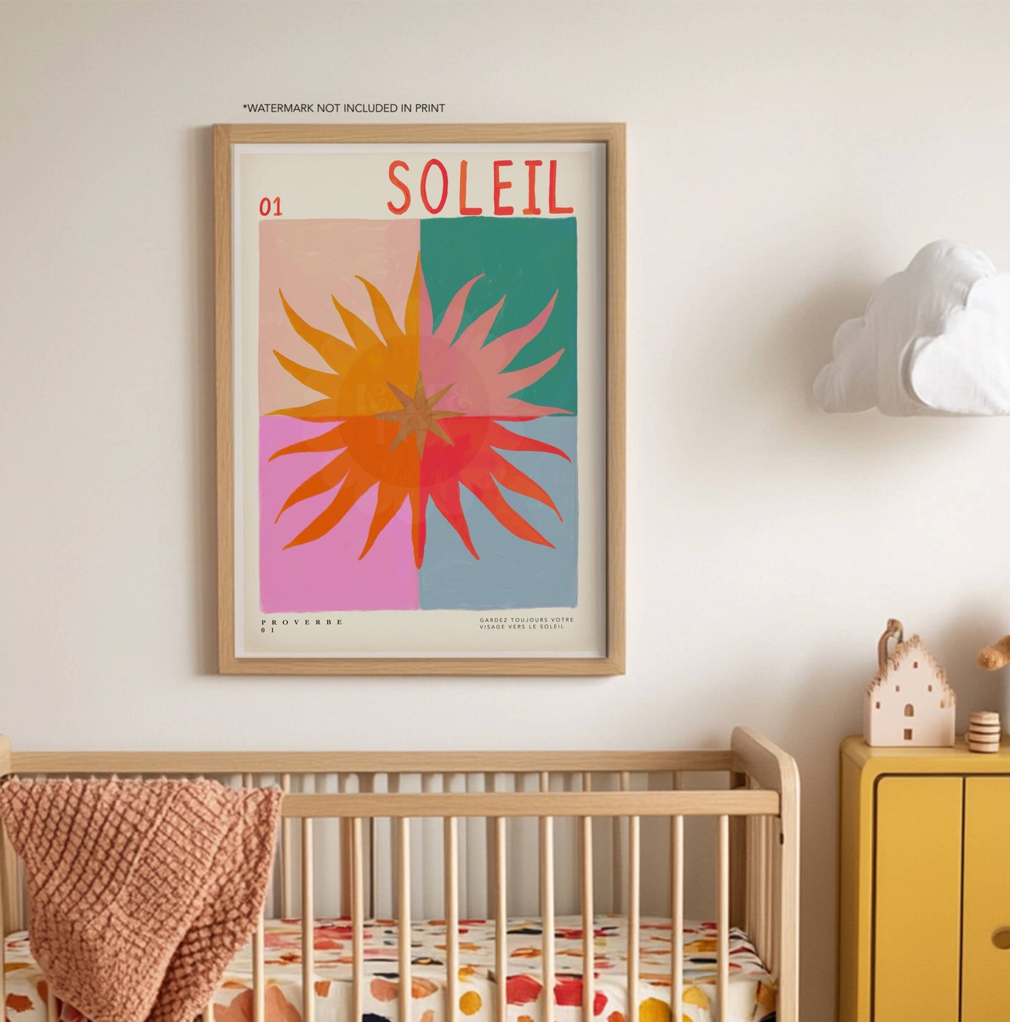 Le Soleil Summer Sun Art Print A4 | Colourful Hand-Drawn Wall Art