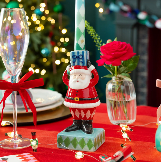 Hand-Painted Santa Candle Holder