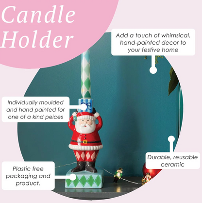 Hand-Painted Santa Candle Holder