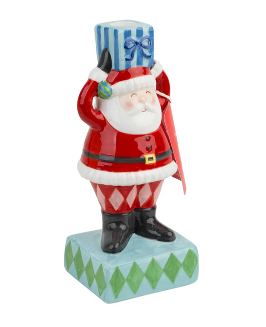 Hand-Painted Santa Candle Holder