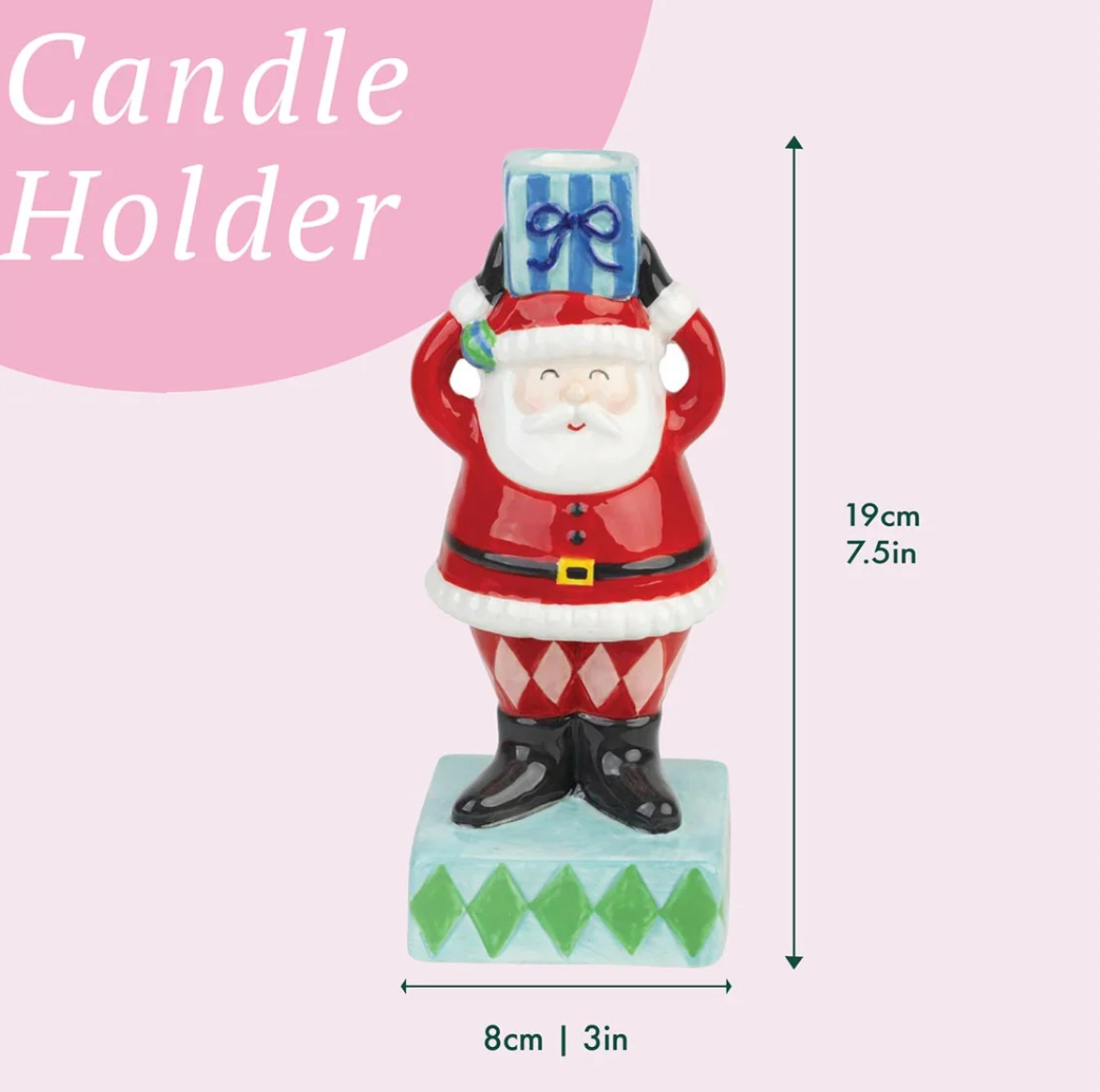Hand-Painted Santa Candle Holder