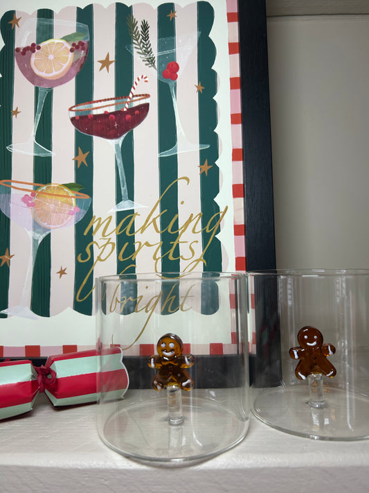 Gingerbread Man Glass Tumbler | Festive Holiday Drinkware