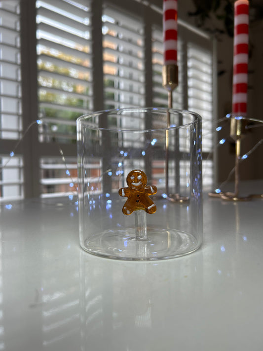 Gingerbread Man Glass Tumbler | Festive Holiday Drinkware