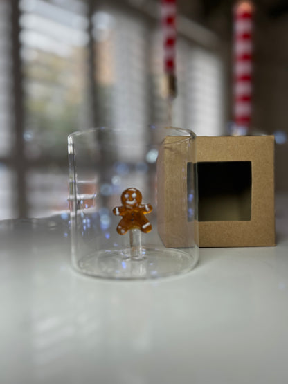 Gingerbread Man Glass Tumbler | Festive Holiday Drinkware