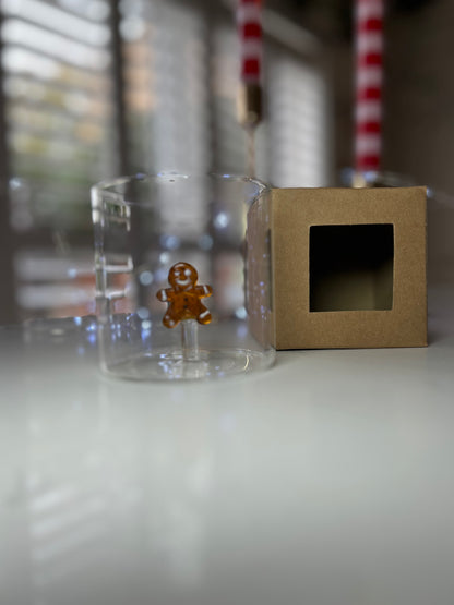 Gingerbread Man Glass Tumbler | Festive Holiday Drinkware