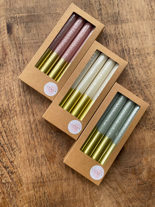 Gold dipped taper candles