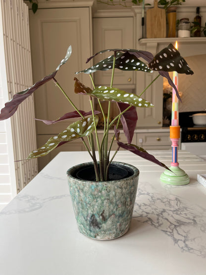 Green glass glazed terracotta planter | Unique Ceramic Plant Pot for Home & Gifting
