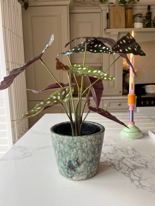 Green glass glazed terracotta planter | Unique Ceramic Plant Pot for Home & Gifting