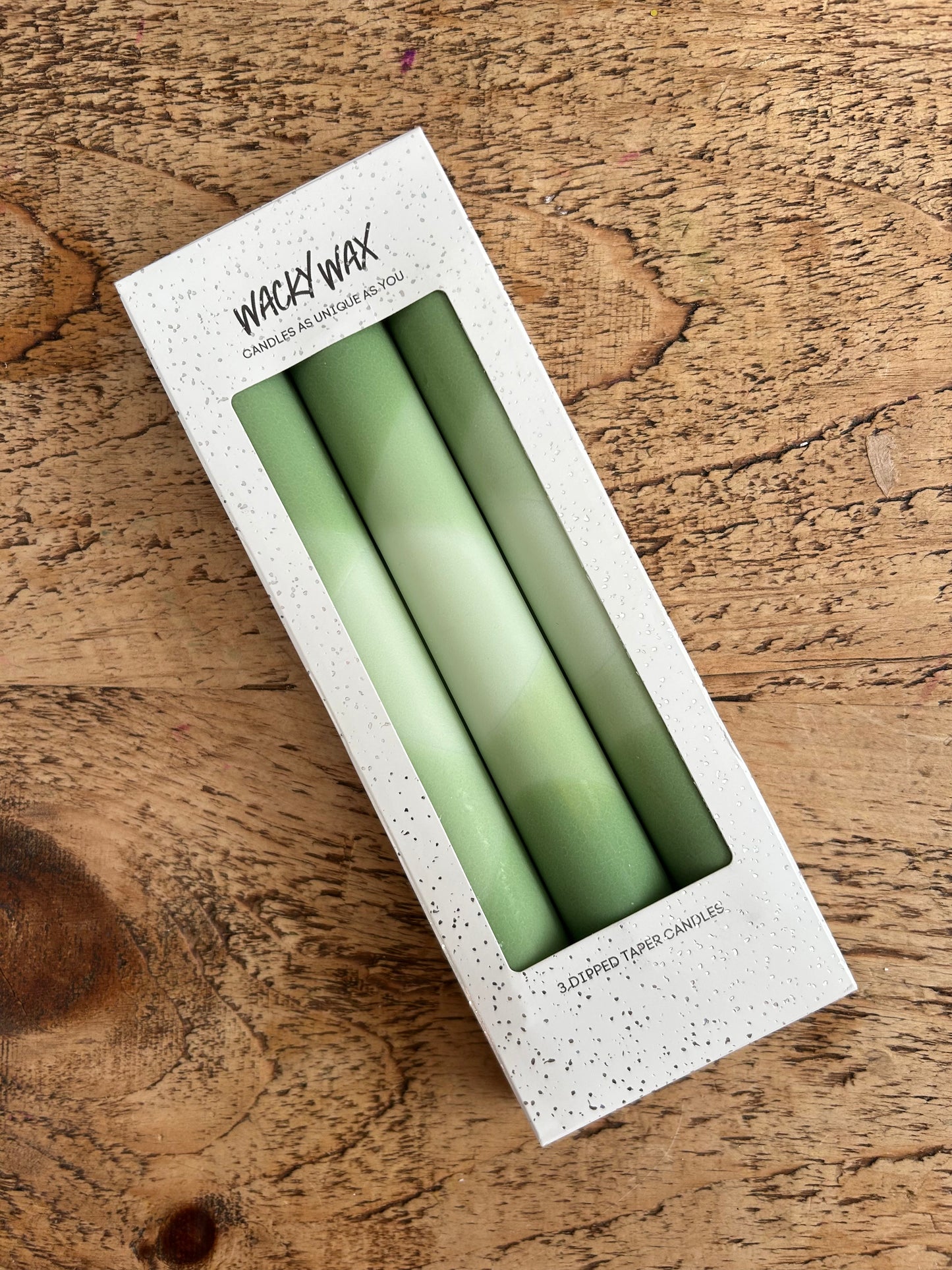 Green Ombre Candles | Set of 3 Colourful Taper Candles