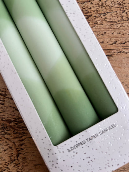 Green Ombre Candles | Set of 3 Colourful Taper Candles