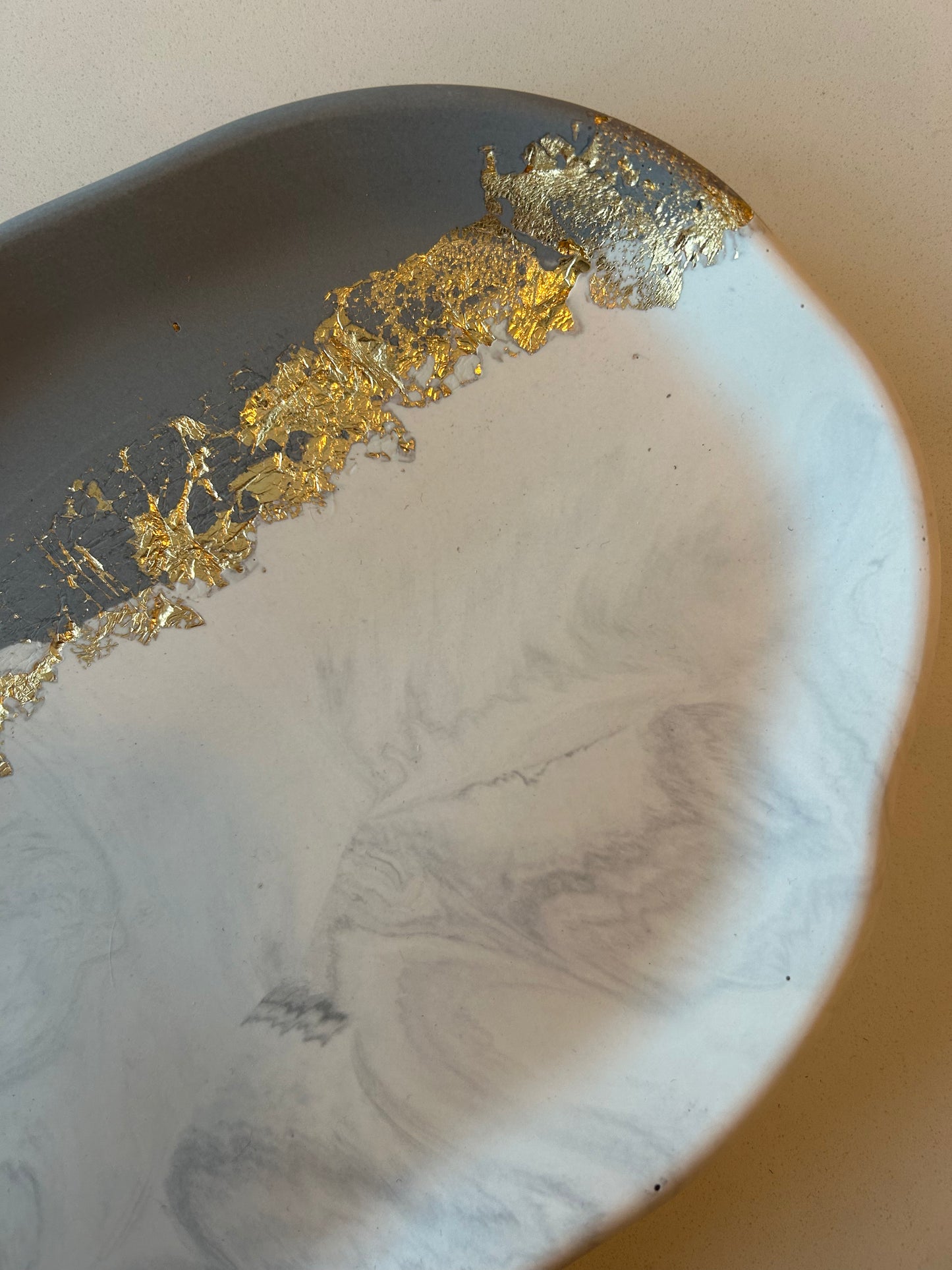 Grey marble and golf leaf misshaped tray