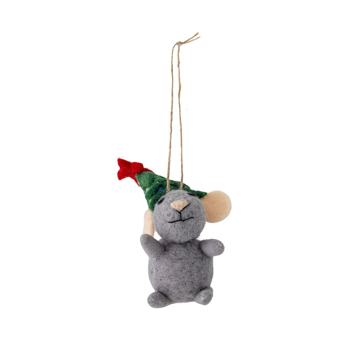 Festive Felt Mouse Christmas Tree Decoration | Hanging Wool Mouse Ornament