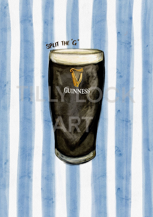 Tilly Lock Art Split the G Guinness Print | Blue Stripe Guinness Lover Gift