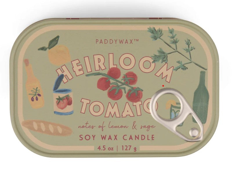 Bistro Tomato Printed Tin Candle | 4.5oz / 127g Two-Wick Candle in Heirloom Tomato
