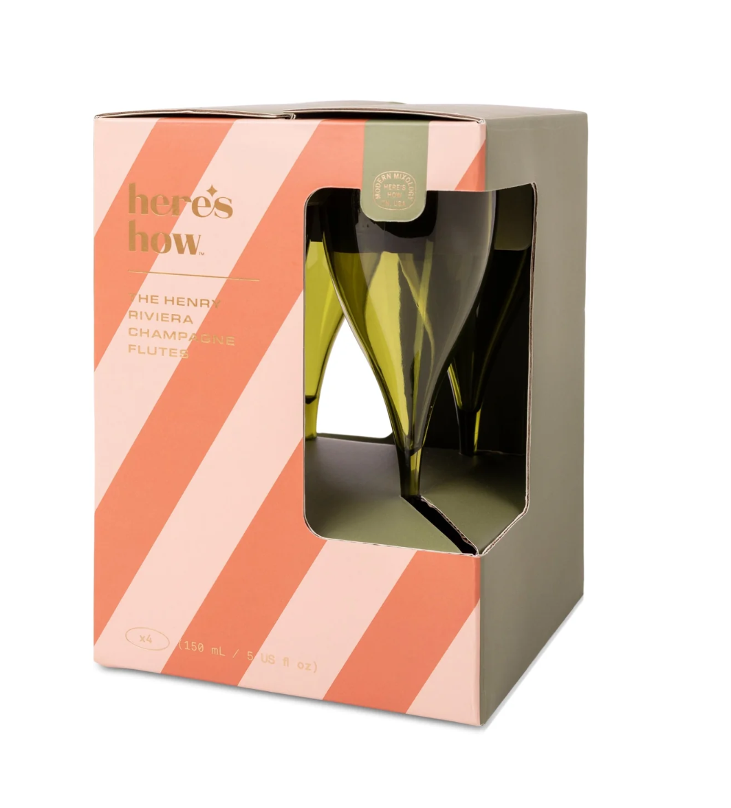 Henry Champagne Acrylic Glasses | Olive Set of 4 Flutes