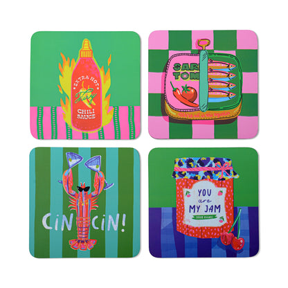 The Foodie Coasters Set of 4 | Novelty Coasters, Foodie Gift
