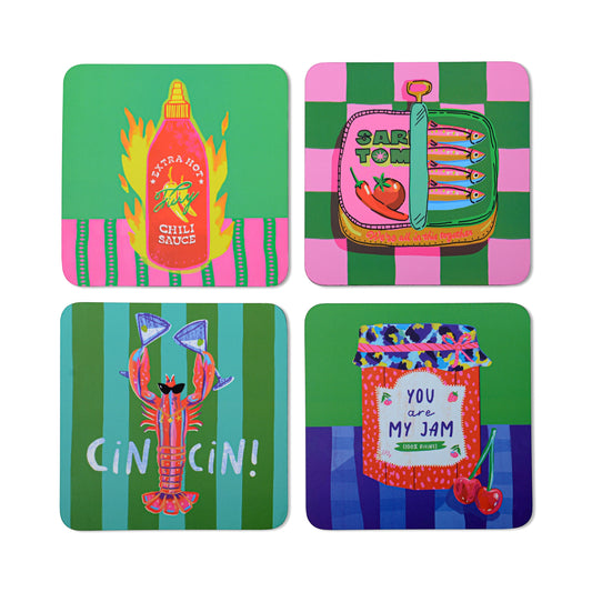 The Foodie Coasters Set of 4 | Novelty Coasters, Foodie Gift