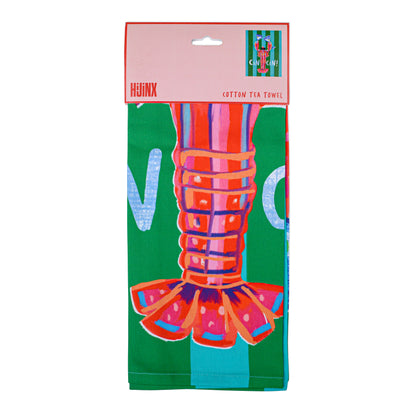 Cin Cin Lobster Tea Towel | Illustrated Kitchen Tea Towel, Coastal Home Gift