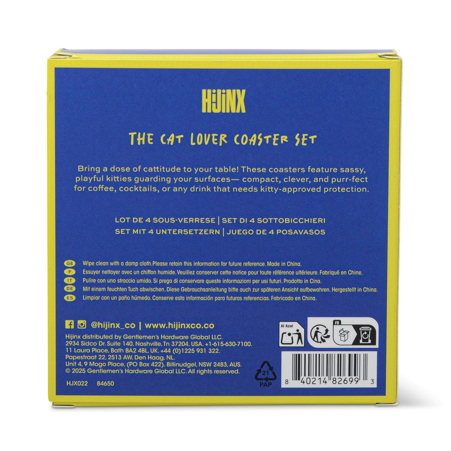 The Cat Lover Coasters Set of 4 | Novelty Coasters, Cat Lover Gift