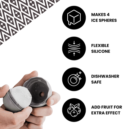 Ice Sphere Moulds Set of 4 in Black | Ball Ice Cube Mould