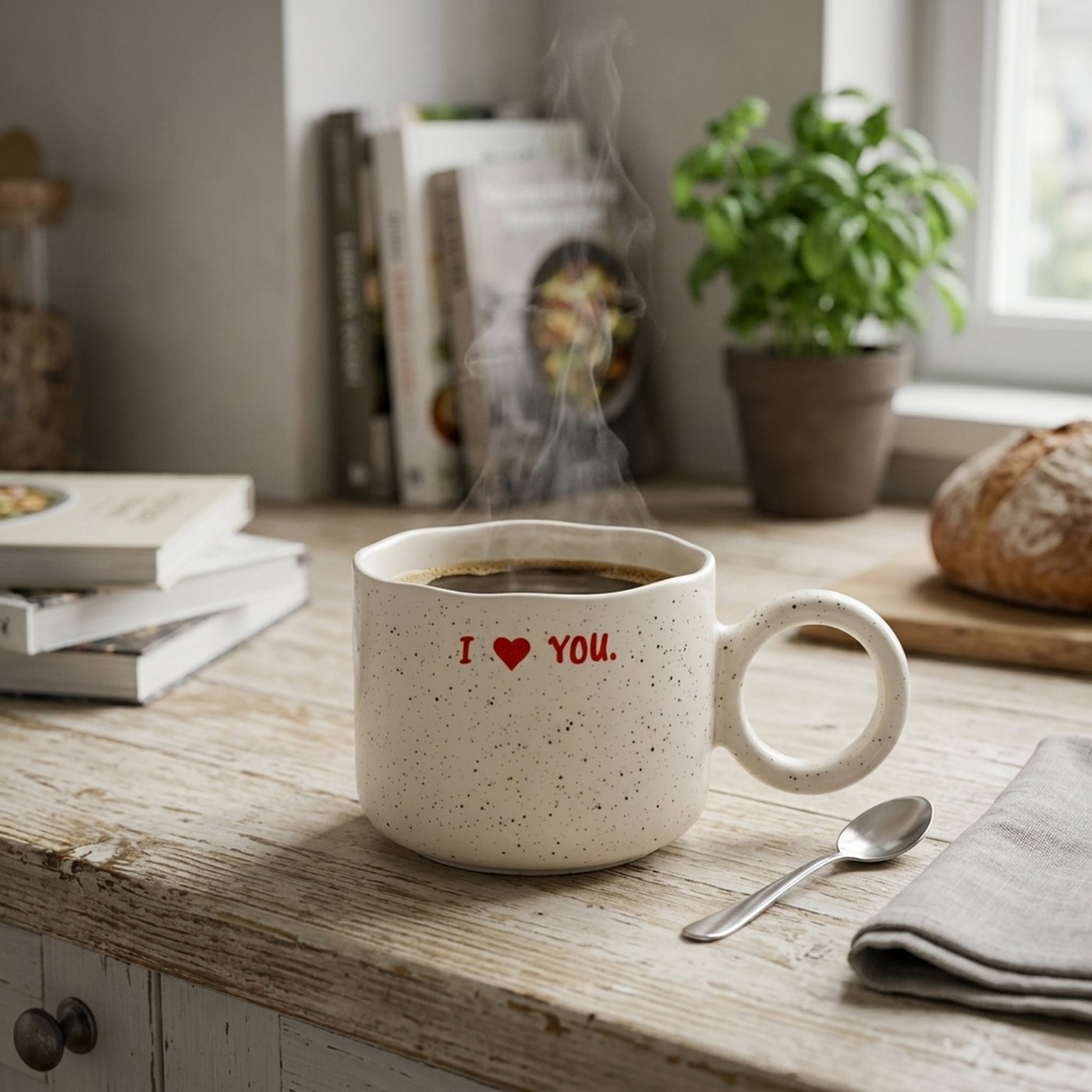 Jumbo I Love You Mug | Speckled Mug with Heart Detail