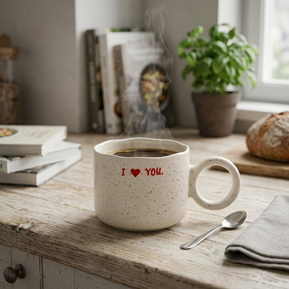 Jumbo I Love You Mug | Speckled Mug with Heart Detail