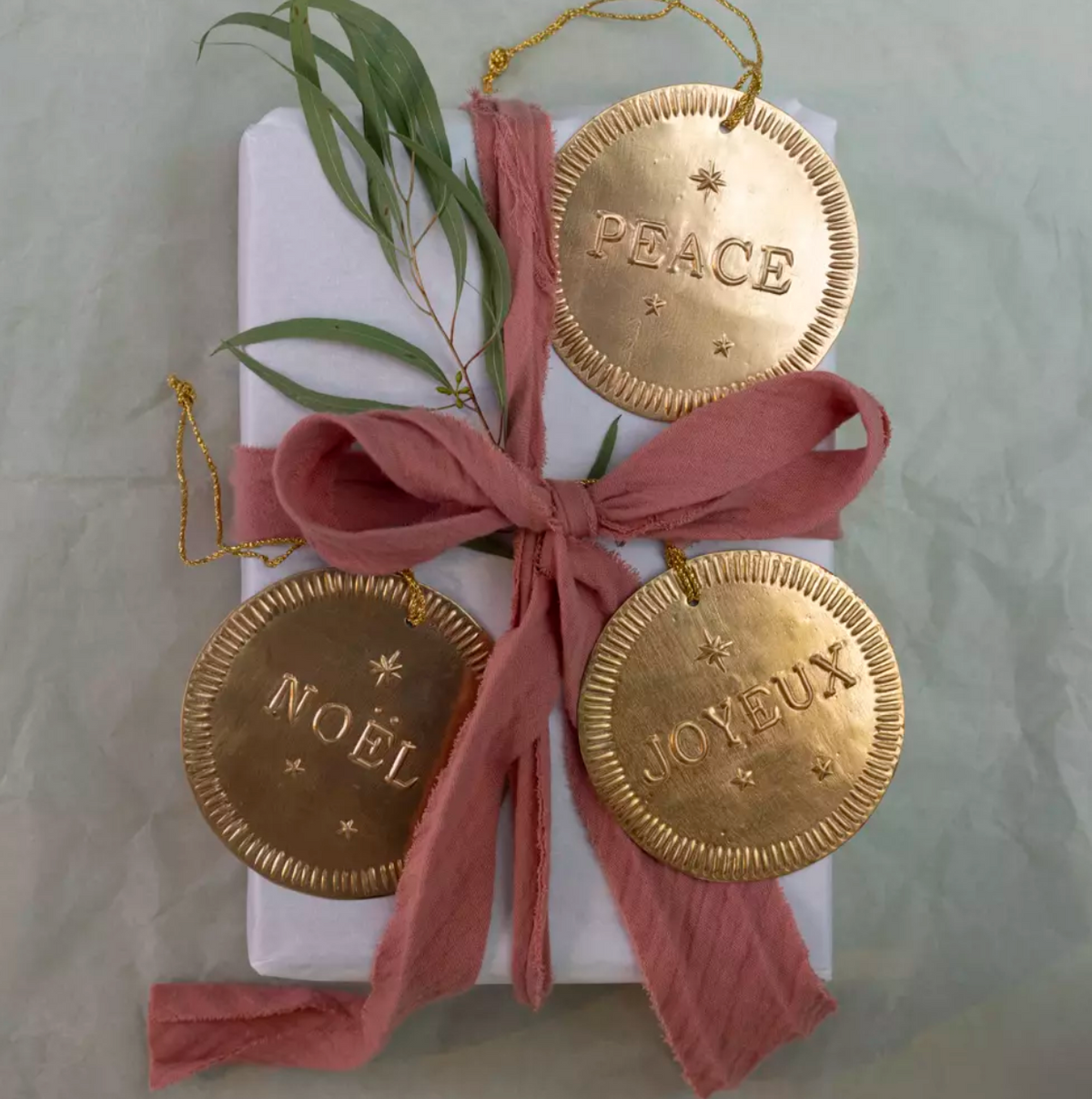 Noel Gold Hanging Christmas Decoration | Classic Gold Metal Tree Ornament