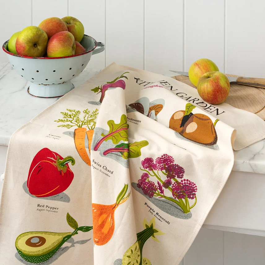 Kitchen Garden Tea Towel | Illustrated Cotton Kitchen Towel