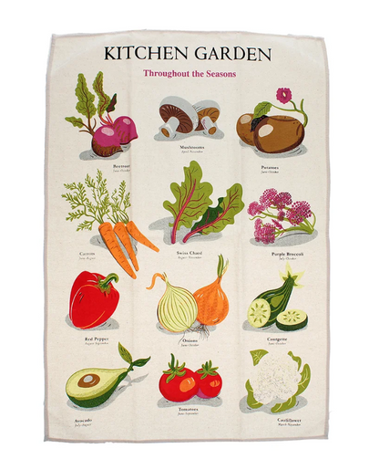 Kitchen Garden Tea Towel | Illustrated Cotton Kitchen Towel