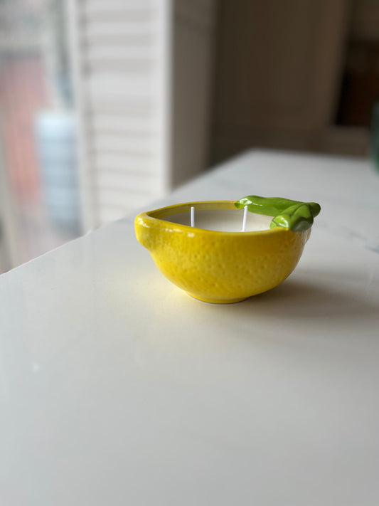 Lemon Grove Ceramic Candle | Lemon Scented Fruit Home Decor