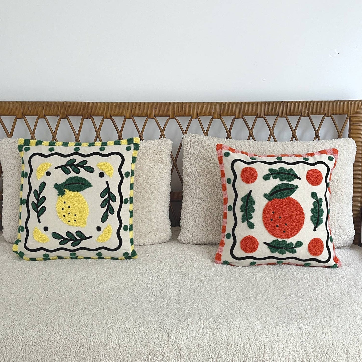Lemon Influence Cushion | Embroidered Cotton Canvas Cushion