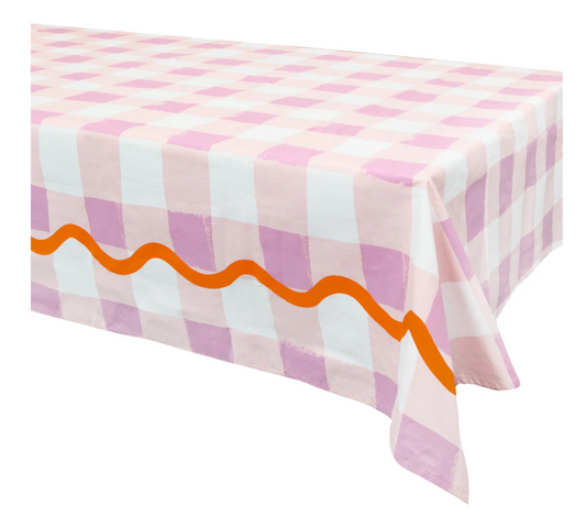 Lilac Gingham Reusable Tablecloth | Cotton Picnic Tablecloth