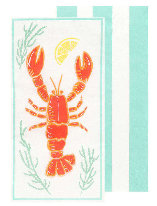 Lobster Long Lunch Paper Napkins 16 Pack | Coastal Table Napkins