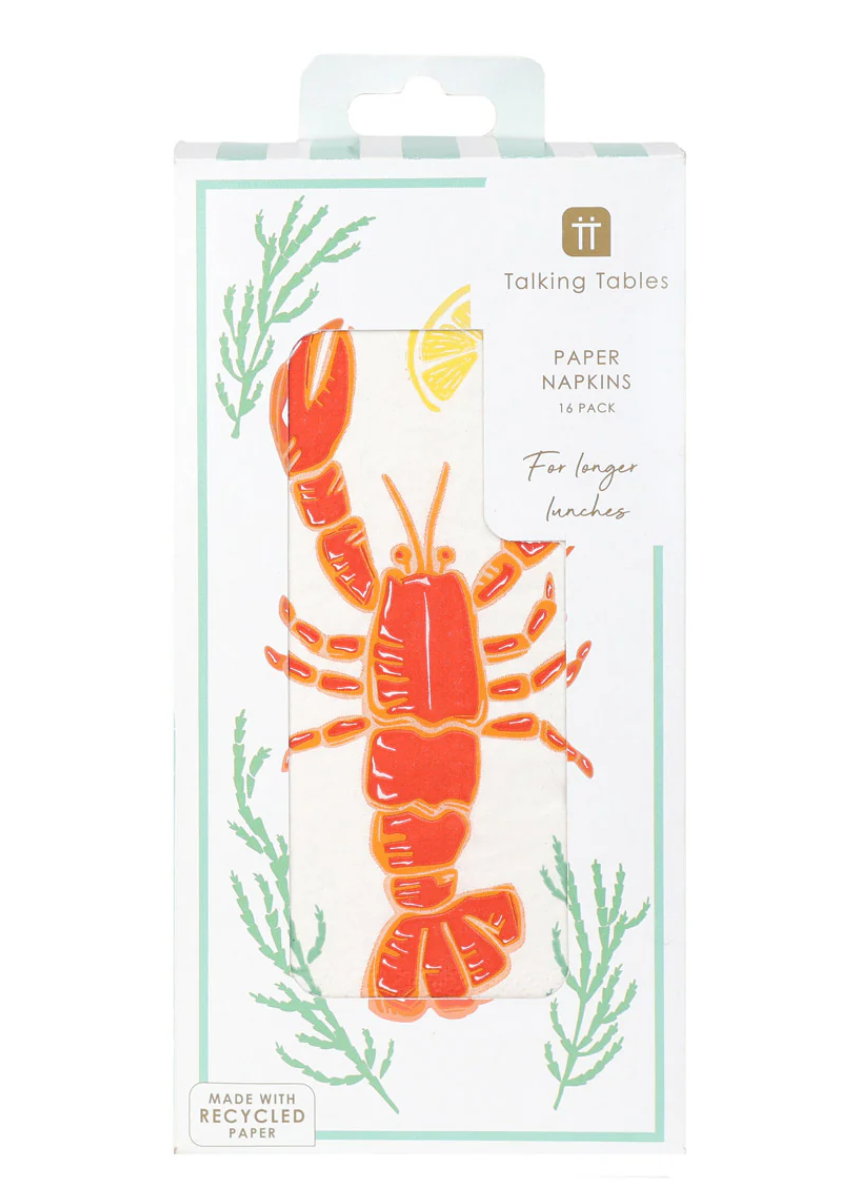Lobster Long Lunch Paper Napkins 16 Pack | Coastal Table Napkins