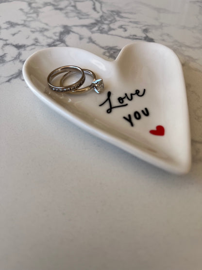Heart-Shaped Trinket Dish – "Love You" – Gift for Friend or Partner