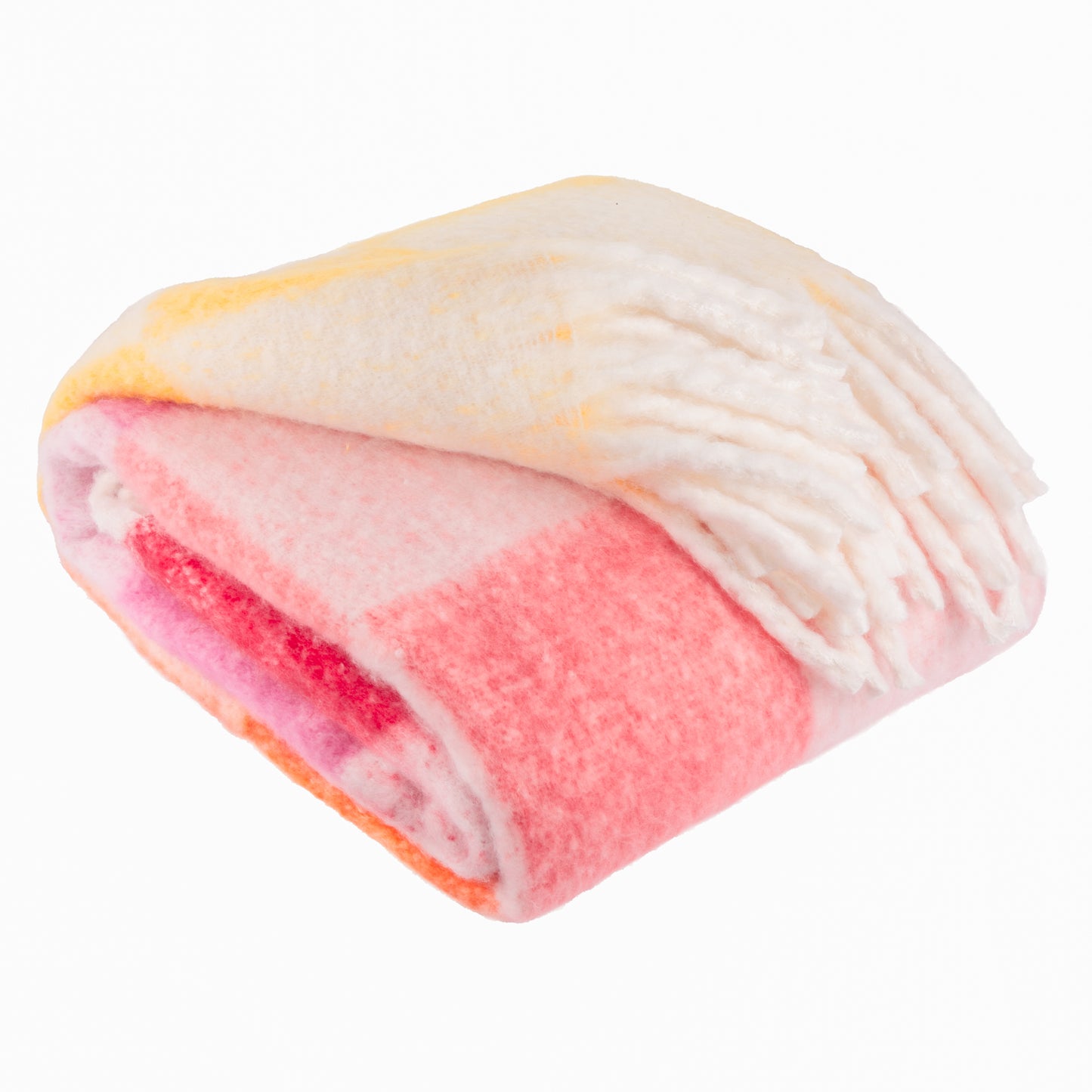 Maisie Checked Tasselled Throw 140x180cm | Citrus Blush Blanket