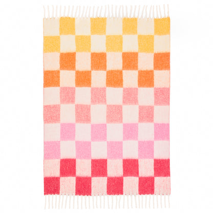 Maisie Checked Tasselled Throw 140x180cm | Citrus Blush Blanket