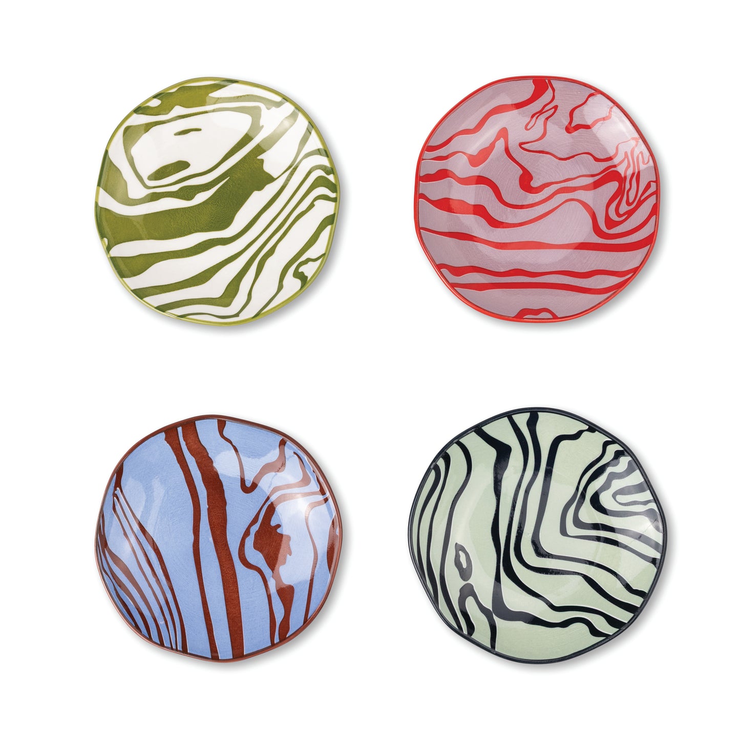 Marley Contour Appetiser Plates Set of 4 | Hand Painted Stoneware Side Plates