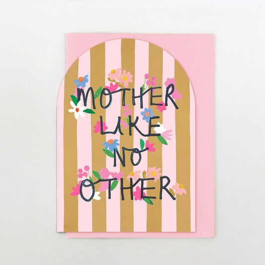 Decorative poster with 'Mother Like No Other' text on a striped background