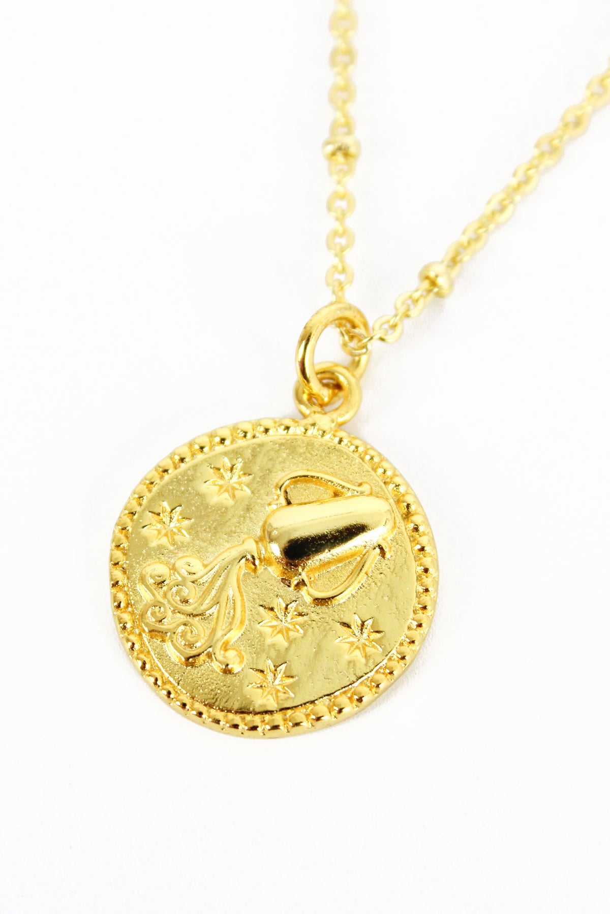 Aquarius Zodiac Necklace | 18ct Gold Plated Gold Water Bearer Star Sign Pendant