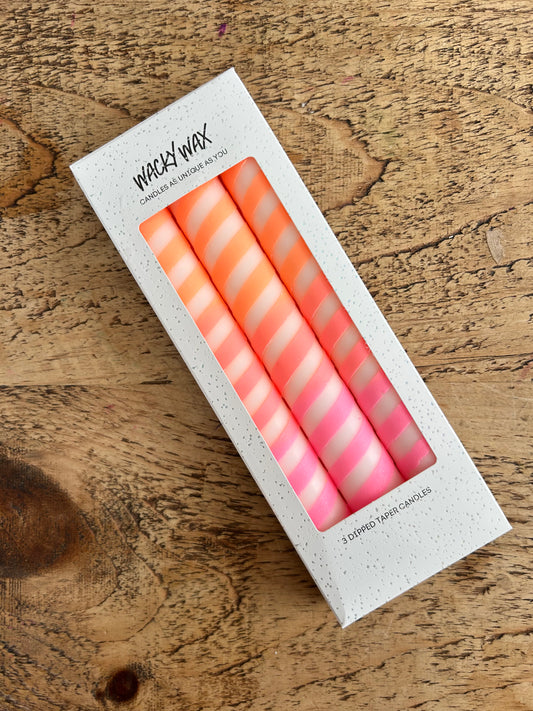 Neon Ombre Spiral Candles | Set of 3 Colourful Taper Candles