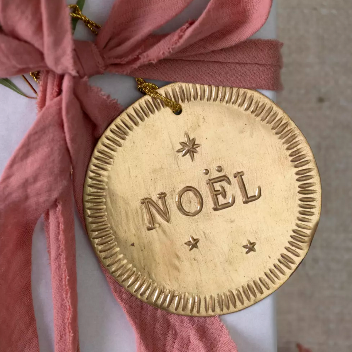 Noel Gold Hanging Christmas Decoration | Classic Gold Metal Tree Ornament