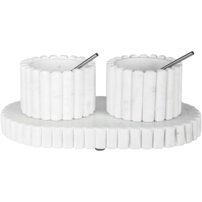 Marble Pinch Pots with Tray | Salt & Pepper Pots