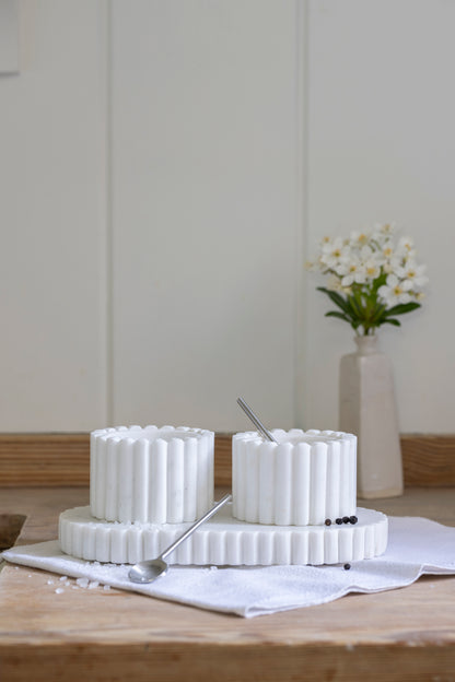 Marble Pinch Pots with Tray | Salt & Pepper Pots