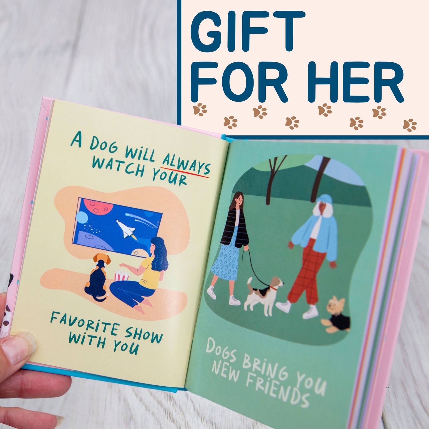 Open book with title gift for her