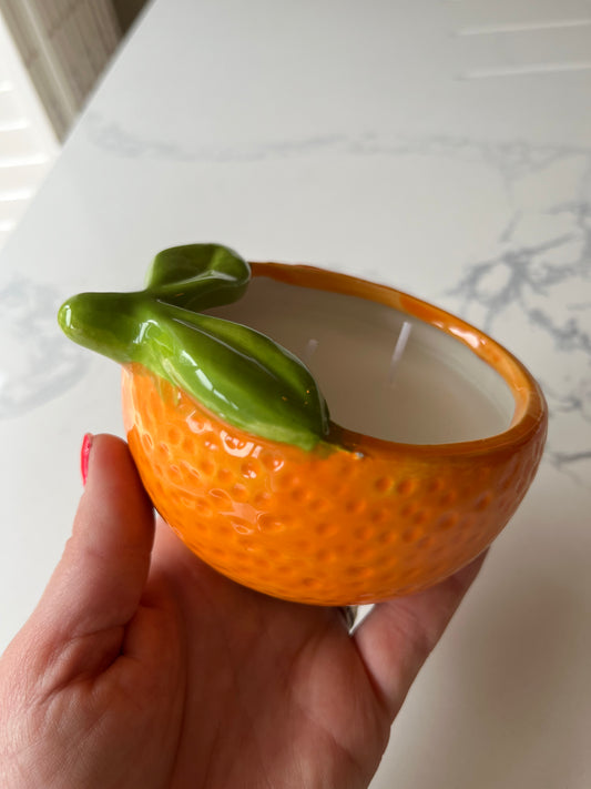 Orange Ceramic Double Wick Candle – 100g | Orange Scented Fruit Home Decor