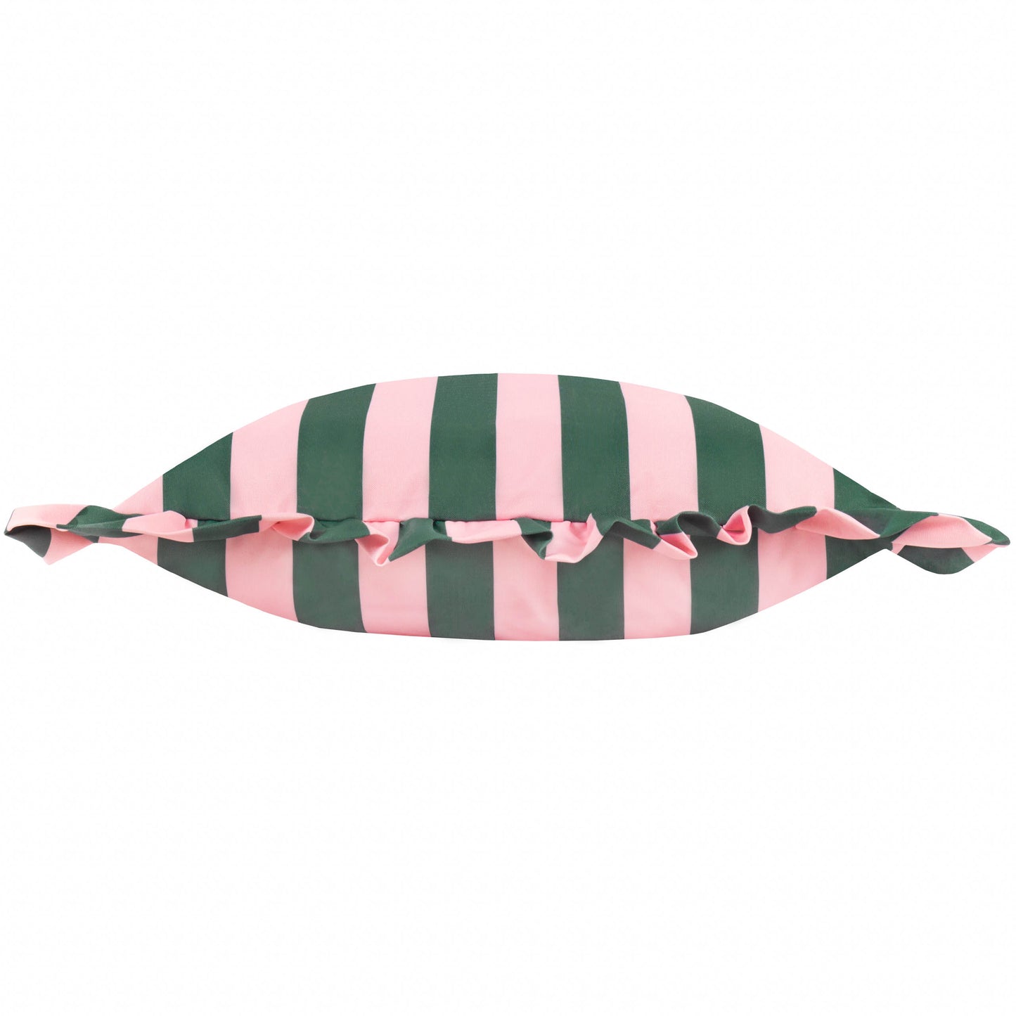 Palm Royale Outdoor Cushion 50x50cm | Pink & Green Stripe with Frill